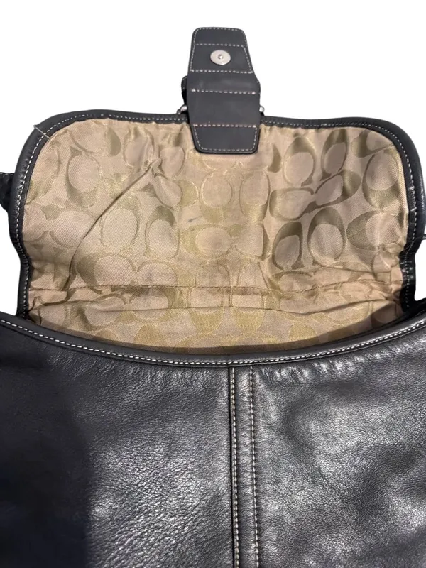 Vintage Y2K Coach Soho Legacy Flap Bag Black Leather F9S 9481 Buckle Snap Estate - Image 6