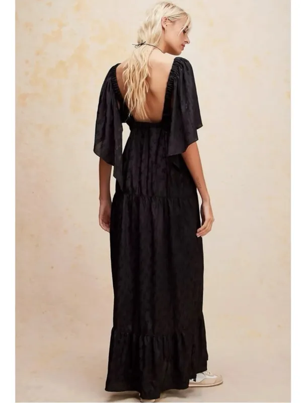 Free People Ethereal Witchy Fairy Cha Cha Maxi Dress Black Medium Bohemian Goth - Image 13