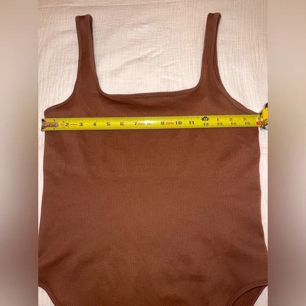 OQQ Ribbed Brown Bodysuit XXL | Square Neck Thong Snap Closure‎ - Image 8