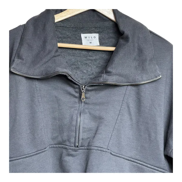 WILO the‎ label Pullover Quarter Zip Sweatshirt Medium Gray Casual Comfy Top - Image 4