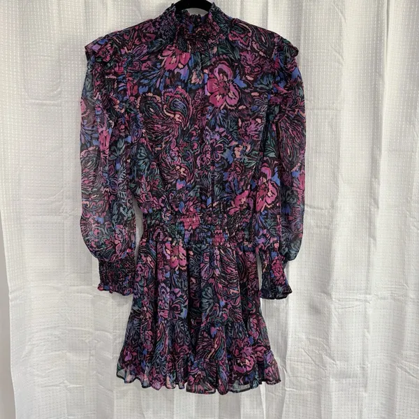 Misa Los Angeles Dress Size Large Sheer Smocked Mini Purple New With Tags - Image 3