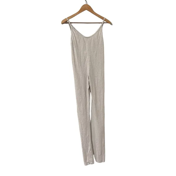 HOUSE OF CB Zahara Milk Marl Summer Lounge Beige Oatmeal Onesie Jumpsuit - Image 7