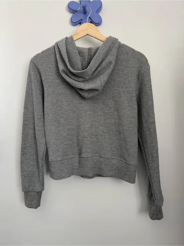 Perfectwhitetee XS Grey Waffle Knit Hoodie Pullover Comfy‎ Lounge - Image 5