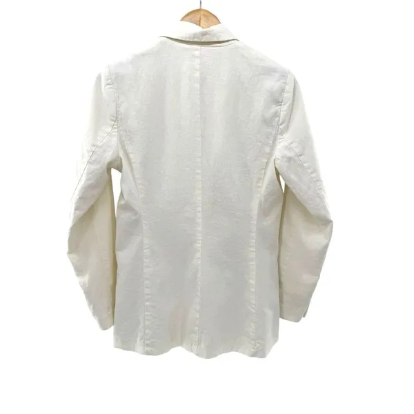 Abercrombie & Fitch Linen Blend Blazer Double Breasted Ivory‎ Women's Size Small - Image 4