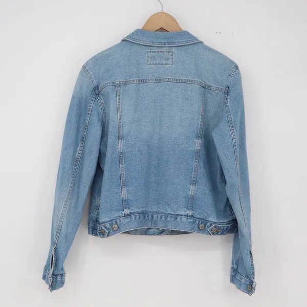 LOFT Denim Jacket Womens L Trucker Light Blue Stretch Button Down Excellent - Image 4