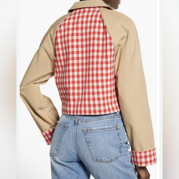 Anthropologie English Gingham Cropped Jacket(Size Medium) - Image 3