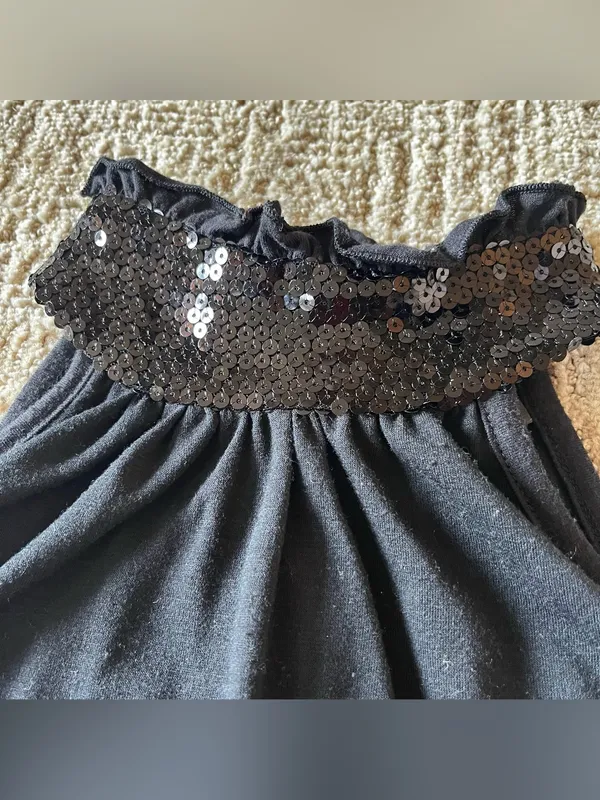 Y2K vintage Black Halter Neck Sequin neck Top Size M - Image 6