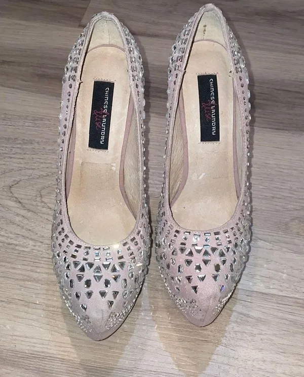 Chinese Laundry Elise sparkle platform heels with silver rhinestone 6 - Image 3