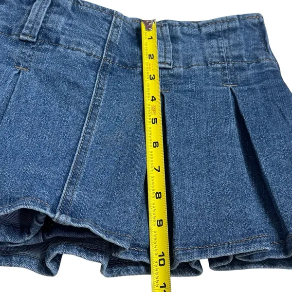 Y2K Almost Famous‎ Micro Mini Denim Pleated Skort Low Rise Grunge Skater S - Image 10