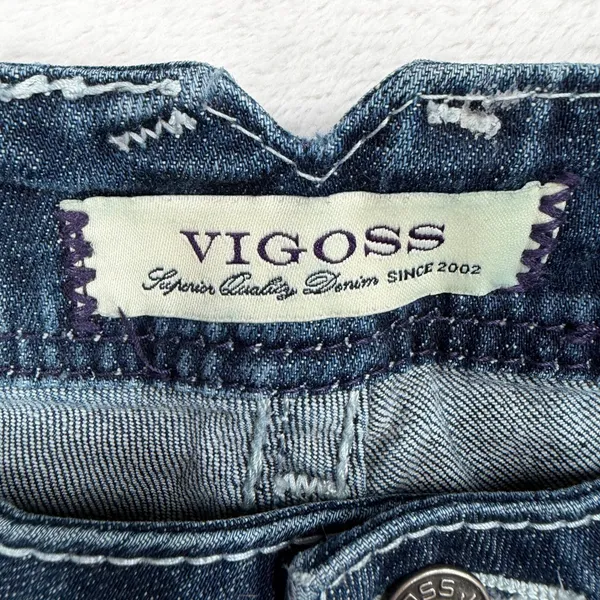 Vigoss 11 / 31 Jeans Bootcut Embellished Rhinestone Flap Pocket Medium Wash Blue - Image 6