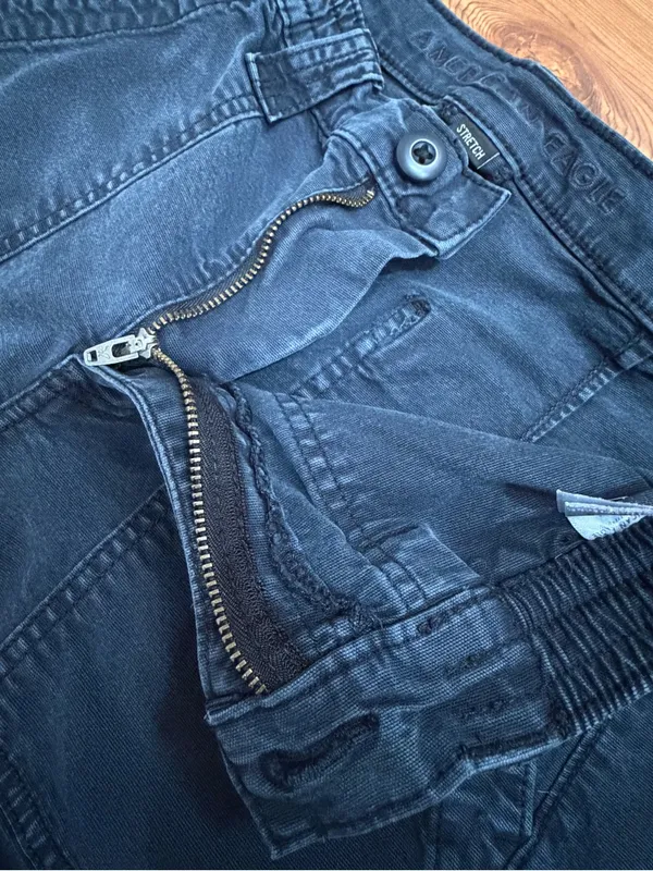 American Eagle Women Stretch Cargo Straight Pants Blue Gray Size 6 Long Tall - Image 9