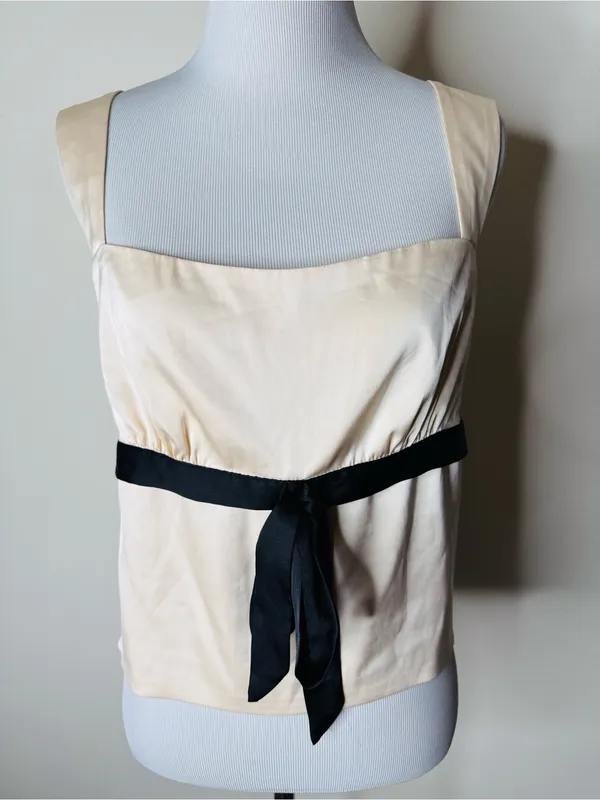 Edikted Ivory Satin Natalia Ribbon Tie Open Back Tank - Image 2