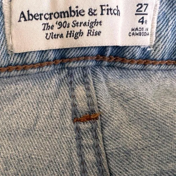 Abercrombie & Fitch High Rise Distressed Straight Leg Jeans - Image 7