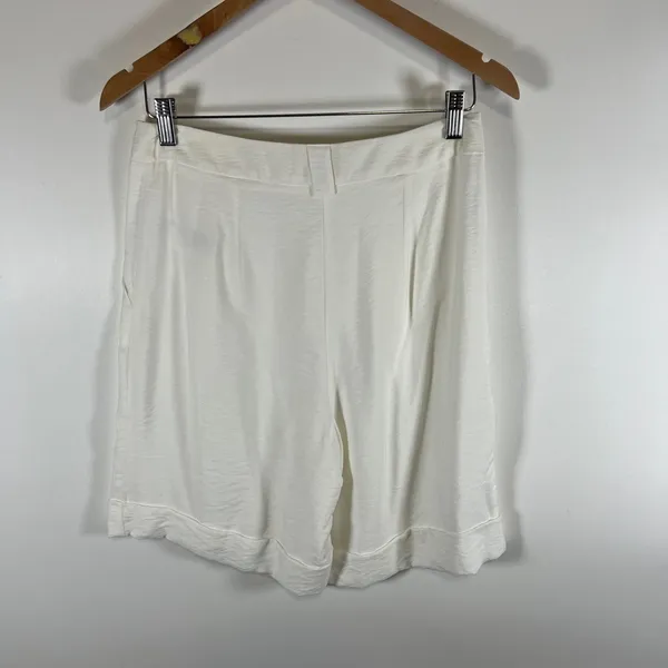 Maeve by Anthropologie‎ White Pleated Cuffed High Rise Shorts 6 Coastal Grandma - Image 7