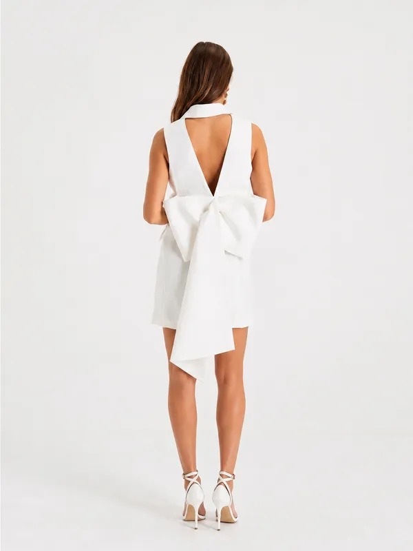 LULUS Bridal Bachelorette Engagement Bridal Shower Sexy Blazer Bow Mini Dress - Image 3