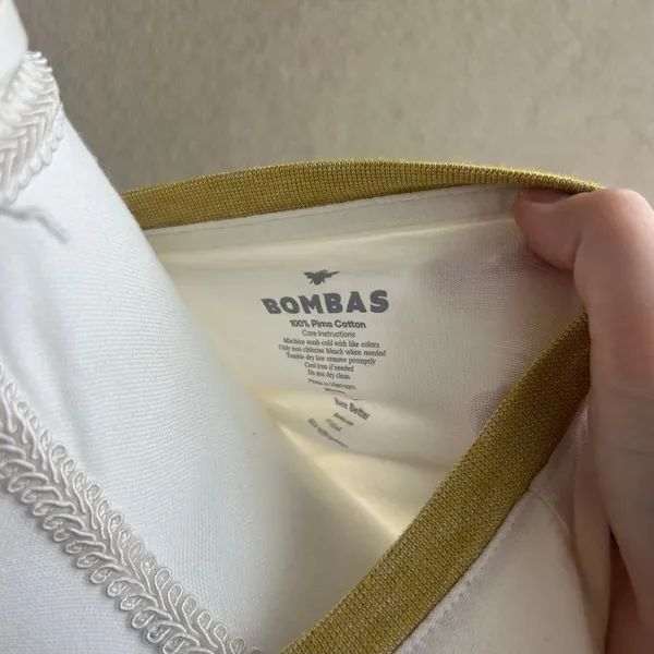 Bombas 100% Cotton Cream Longsleeve Colorblock Lightweight Size Large - Image 4