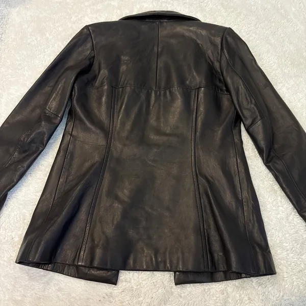 VTG 90s Lady Hathaway Womens Black Leather Jacket S Grunge Emo Classic College - Image 2