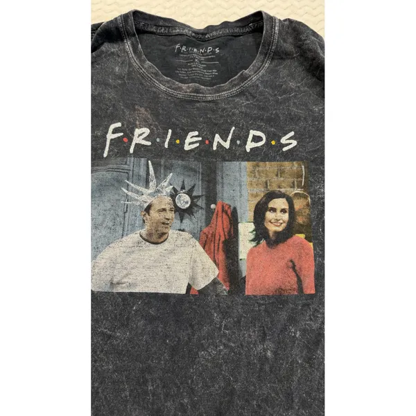 Friends TV Series Ross Monica Geller Graphic T-Shirt XL Charcoal Mineral Wash - Image 3