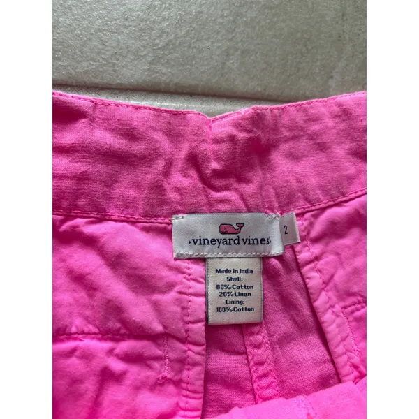Vineyard Vines Shorts Womens 2 Pink‎ 3" Linen Blend Preppy Resort Travel Beach - Image 3