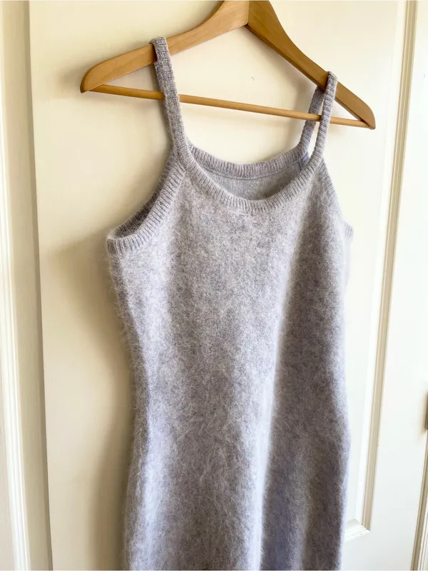 Vintage Y2K Cashmere Blend Sweater Dress Size Small Light Gray Super Fuzzy 2000s - Image 3
