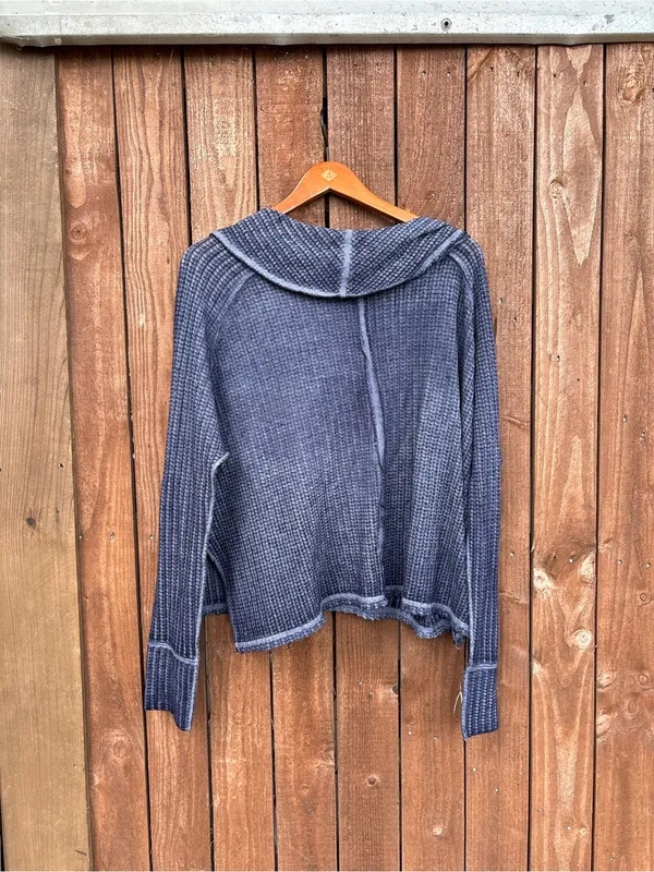 We the Free FP Distressed Blue Thermal Long Sleeve - Image 4