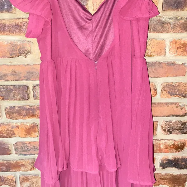NWOT Lulu's Notorious Charm Rusty Rose Pleated Flutter Sleeve Maxi Dress Size XL - Image 8