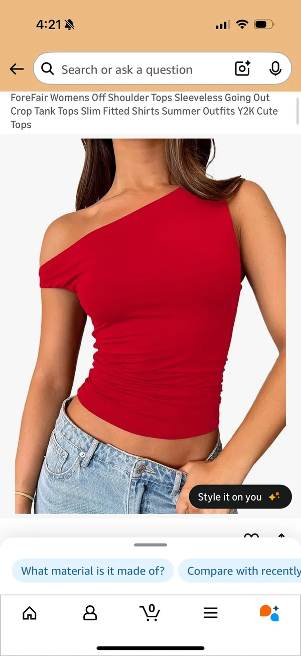 Red off the shoulder top Size M - Image 4