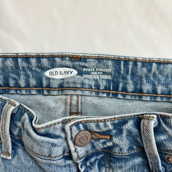 Old Navy Power Straight High Rise Distressed Denim Size 12 - Image 8