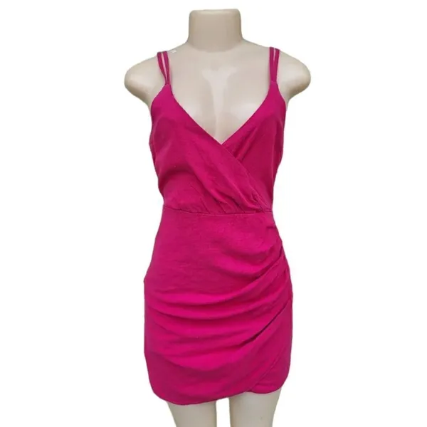 ZARA pink linen mini dress NWT M - Image 3