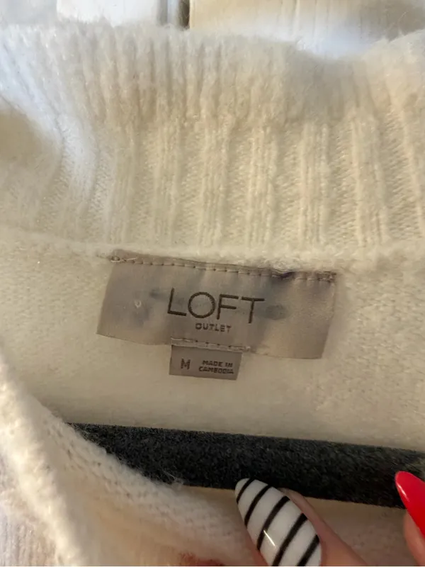 LOFT White Mock Neck Cozy Knit Sweater - Image 3