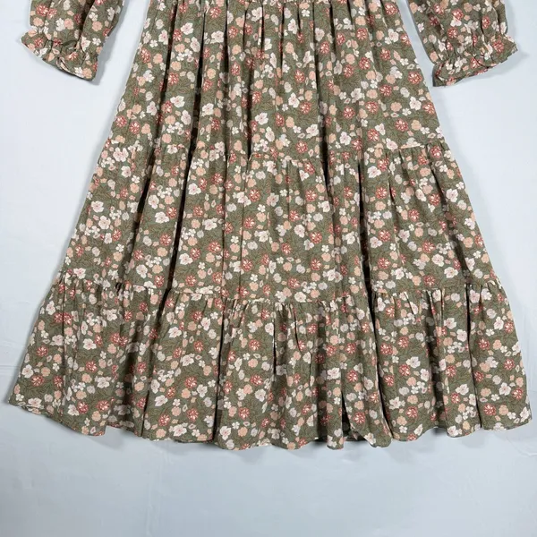 Baltic Born Size-L Womens Marta Midi Dress Floral 3/4‎ Sleeve Smocked Green - Image 7