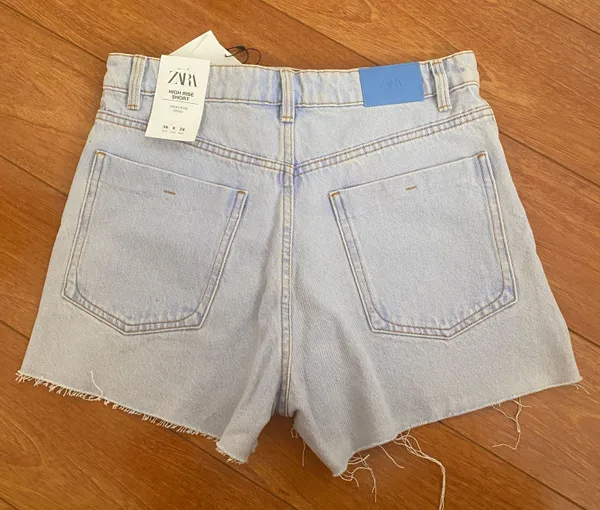 Zara Nwt High Rise Denim Shorts Mid-Blue - Image 5