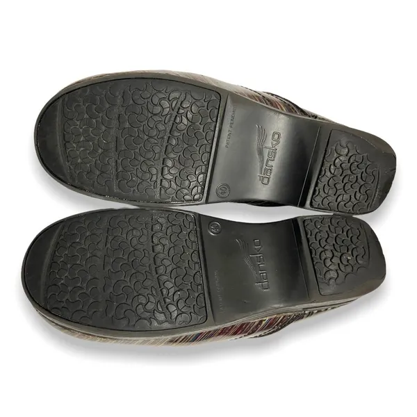 Dansko Womens Shoes 40 9.5 10 Striped Print Gold Copper Black Closed Back Clogs‎ - Image 6