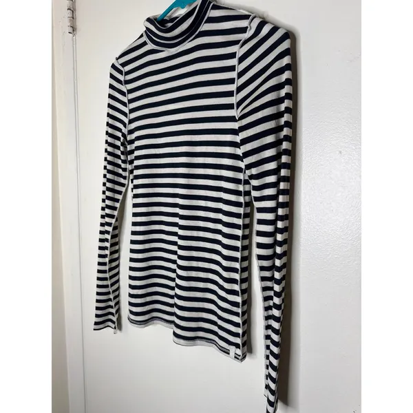 NWT Free People We The Free Good Good Stripe Turtleneck Top - Black Combo Size S - Image 2