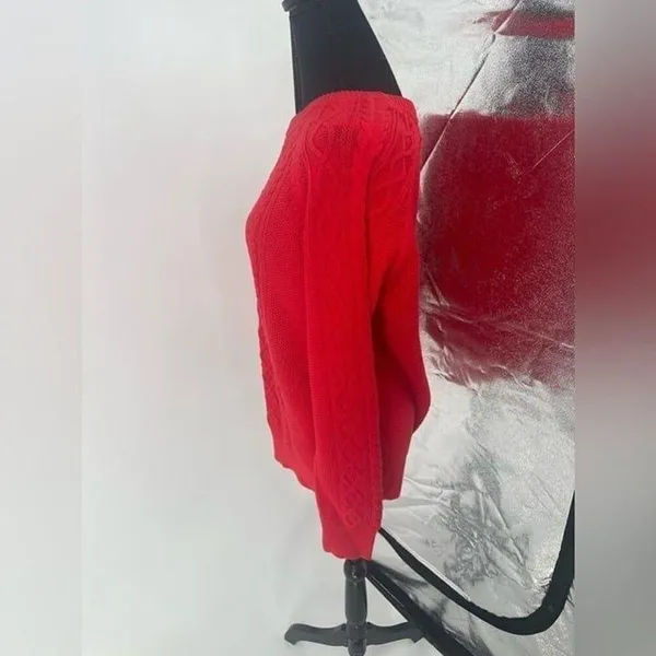 Gap Red Cable Knit Crew Neck Sweater Diamond Knit Pullover Top‎ New s-16 - Image 6