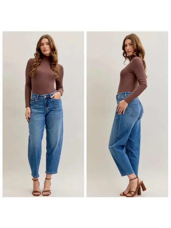 Women's Judy Blue Barrel Fit Culottes Jeans Size 13 Blue - Image 2