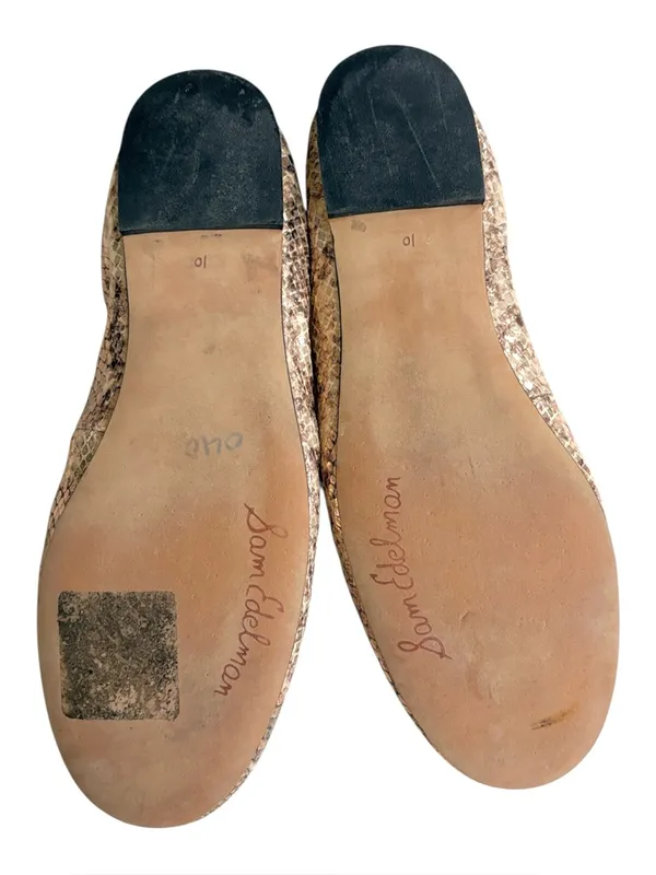 EUC Sam Edelman Leather Felicia Ballet Flats Rose Gold Snakeskin Size 10 - Image 7