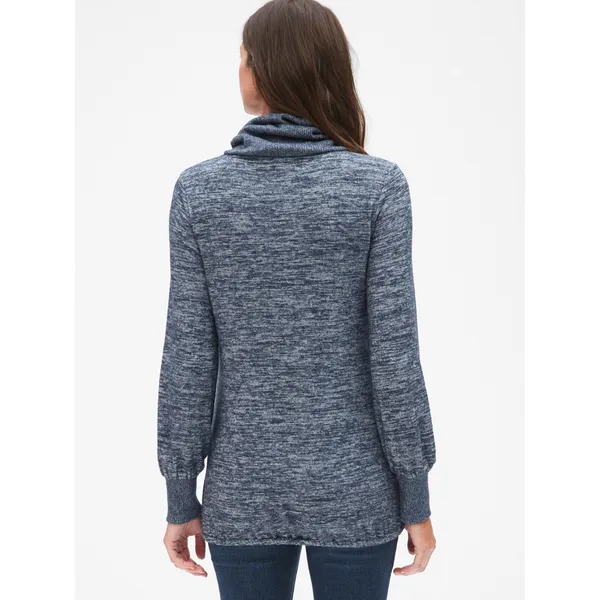 NWOT Womens Gap Maternity cowl neck soft heather‎ blue tie softspun sweater SZ M - Image 3