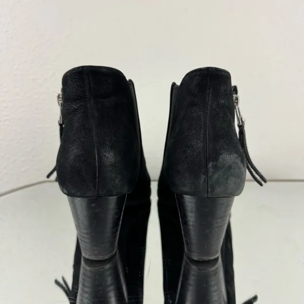 VIONIC Black Leather Suede Sterling Zipper Low Heel Preppy Fall Ankle Booties - Image 5