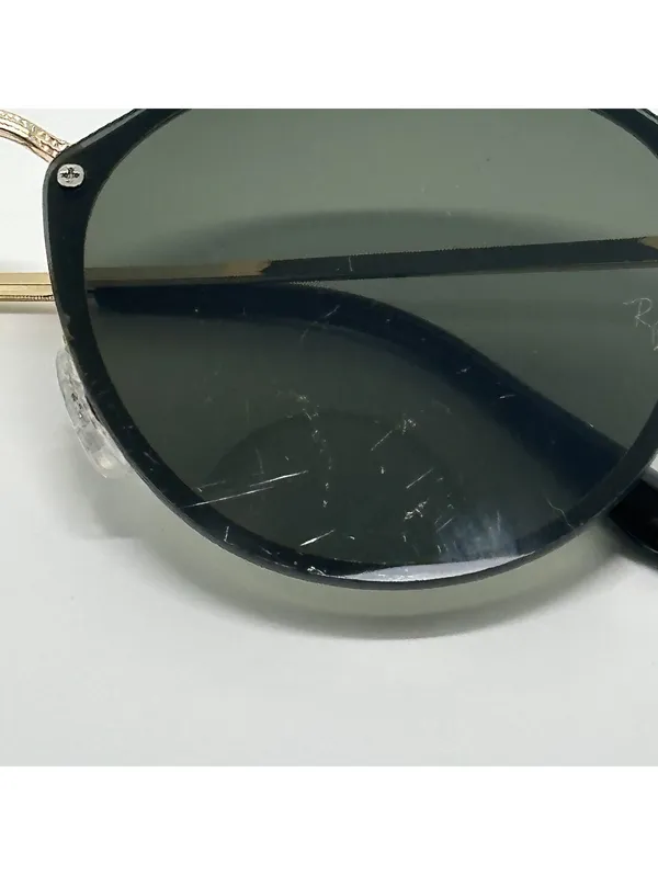 Ray-Ban RB3574 Black and Gold Round Sunglasses with Green Lenses - Image 3