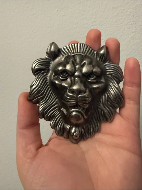 Vintage Norse Viking 3D Lion Head Belt Buckle Silver Tone A350 - Image 4