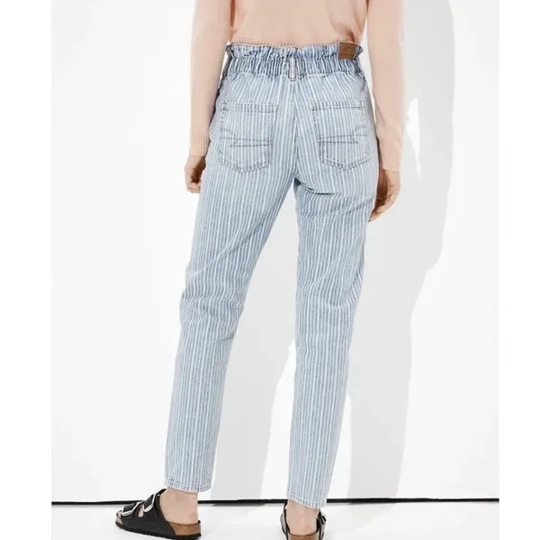 American Eagle Outfitters Women’s Mom Jeans Blue Indigo Stripe Size 10 Long - Image 2