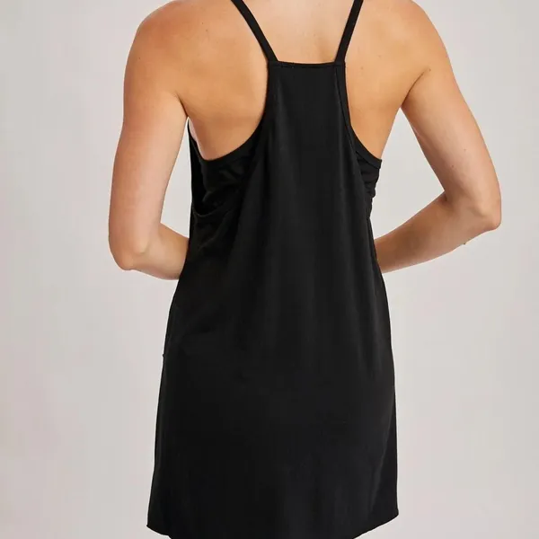Source Unknown NWOT Black Built-in Shorts Romper Dress w Pockets Size L - Image 2