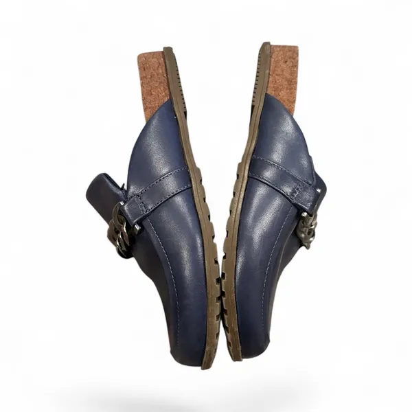 Vionic Navy Blue Georgie Leather Mule Classic Loafer Clog Chain Shoes 6 - Image 4