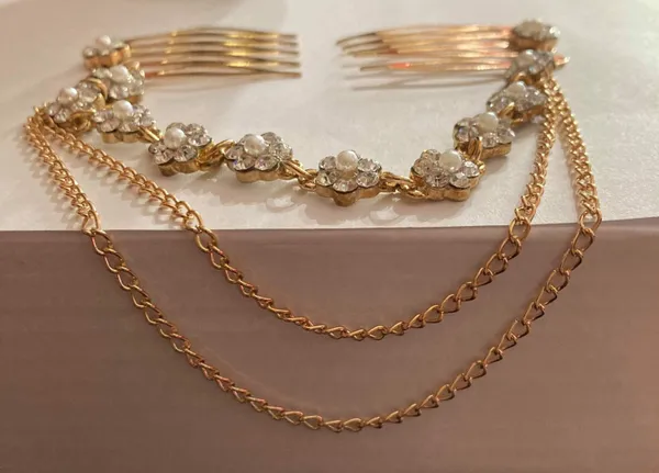SLBRIDAL Wired crystal rhinestone hair comb Chain hair accessories - Image 3