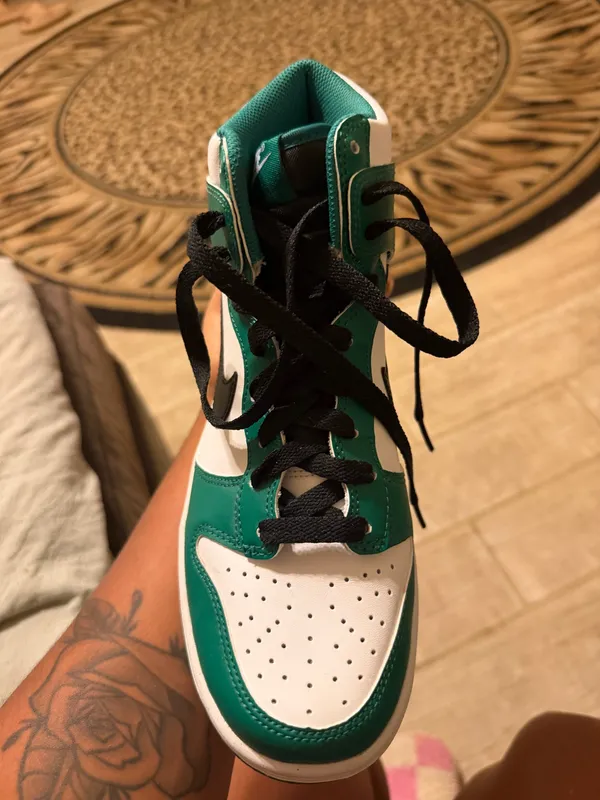 Nike Dunk High Men's High Top Sneakers Green/White/Black Leather DR0527-300 - Image 3