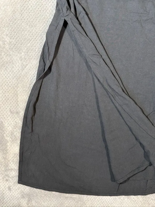 American Eagle Black Maxi Skirt XXL NEW Ruched Tie Front Side Slits Goth Boho - Image 5