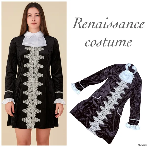 Renaissance / pirate midi dress costume elaborate English style dress velvet med - Image 2