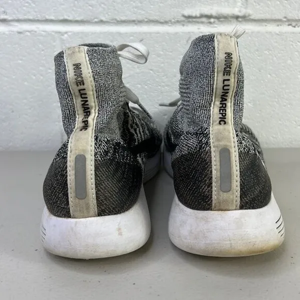 NIKE Mesh HighTop Athletic Sneakers sz 8 Gray/White 818677-101 lunarepic flyknit - Image 5