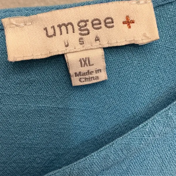 Umgee Plus Blue Linen Blend Tiered Babydoll Mini Dress Ruffle Sleeve 1XL WC2355 - Image 6